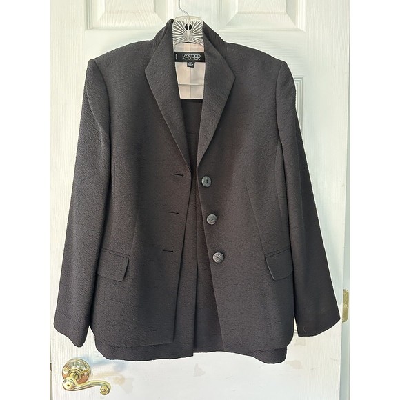 Kasper Black Crepe Suit Jacket and Skirt, Size‎ 10P - Picture 1 of 10